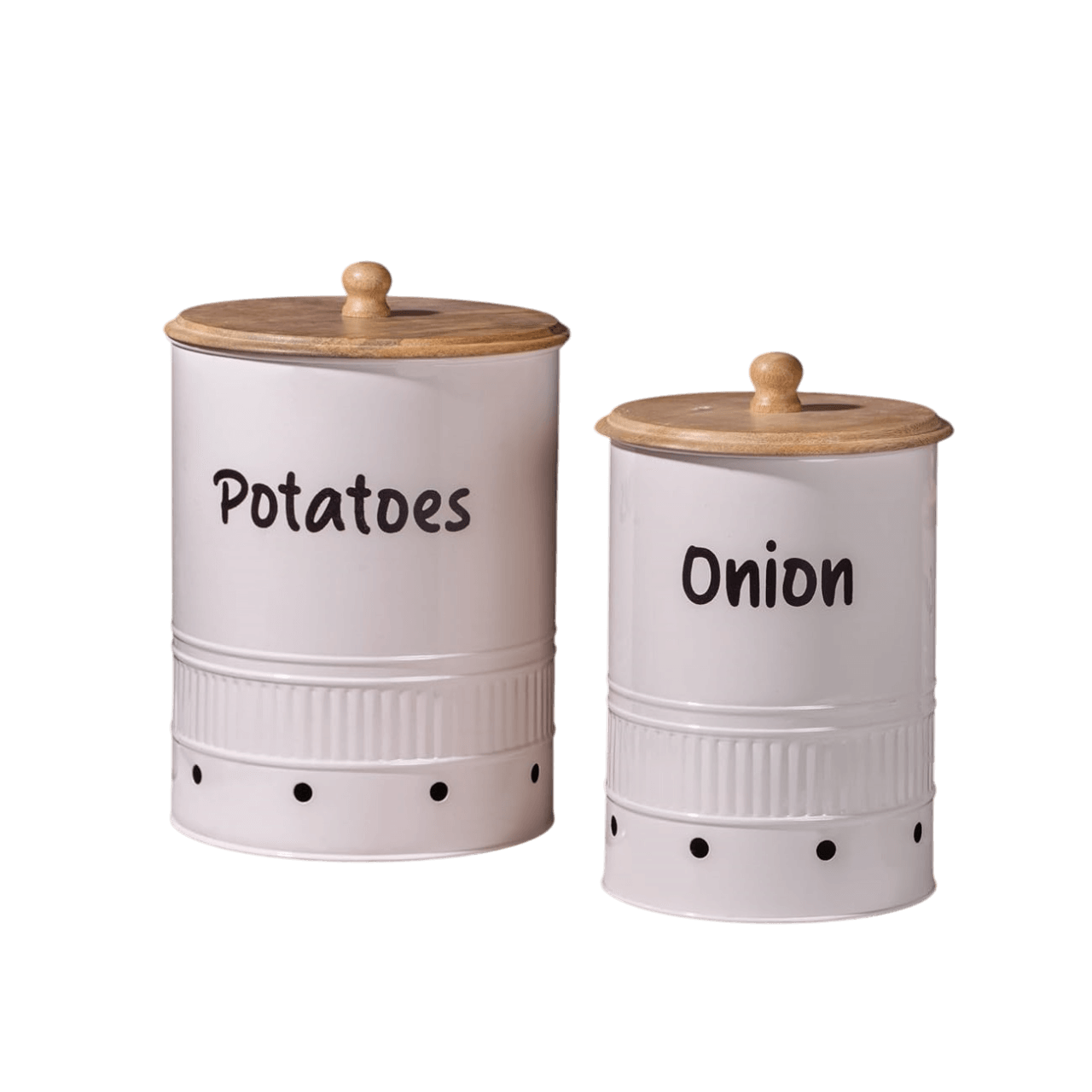 IRON & WOOD KITCHEN CONTAINER (COLOR) SET OF 2